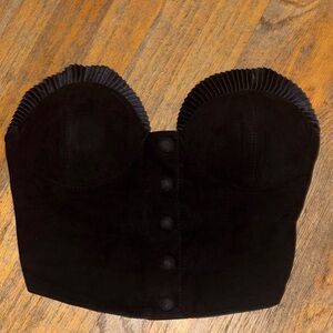 Strapless Black Bandeau Bustier with Pleated Trim